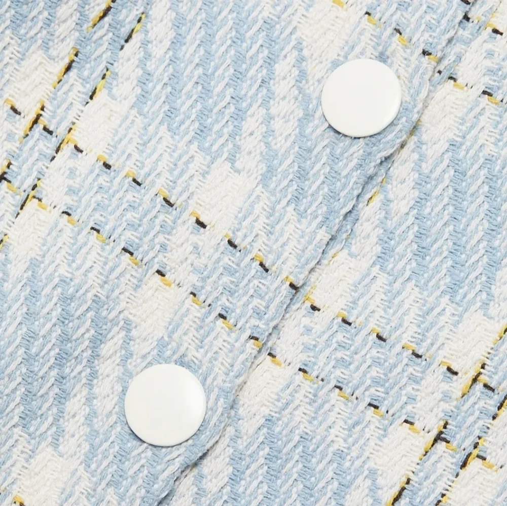 💙🔹️Toccin 🔹️sophia Plaid Tweed Button Front Mini  Dress - Picture 3 of 8